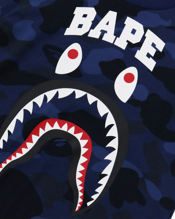 Camiseta Bape Color Camo Shark Print Niños Azul Marino Azules | 702486-XRY