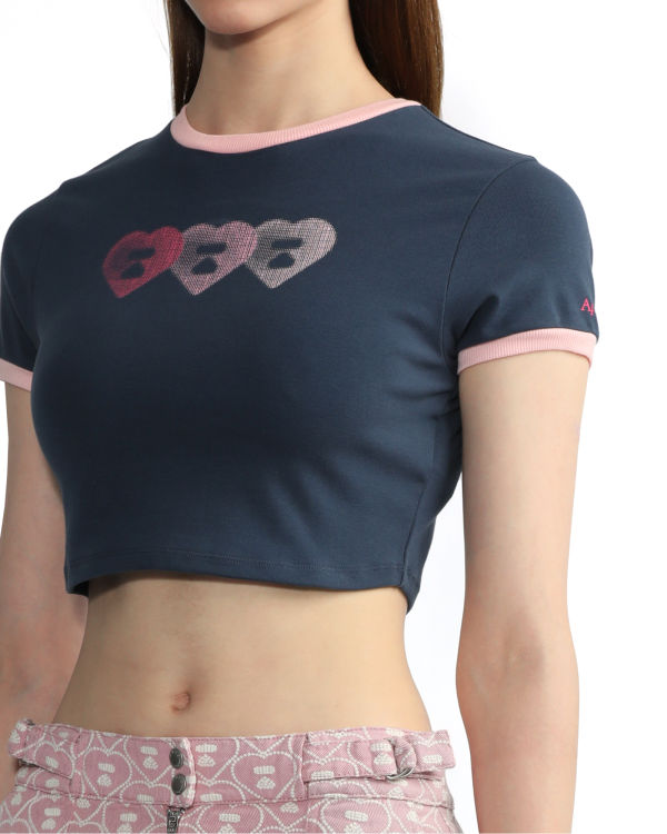 Camiseta Bape Estampados crop #3 Mujer Azul Marino Azules | 108624-YKF