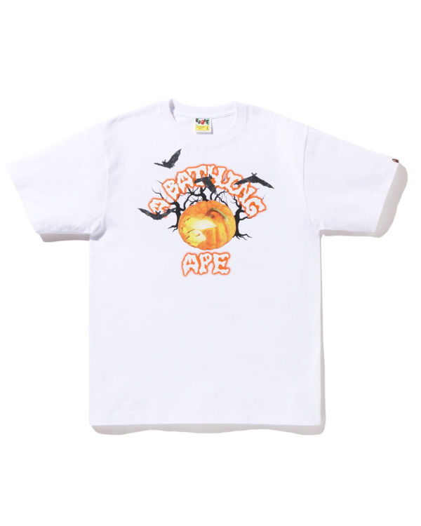 Camiseta Bape Halloween Jack O' Lantern College Hombre Blancos | 360549-MTU