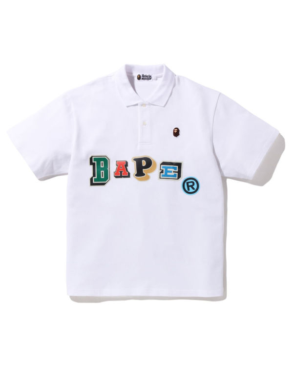 Camiseta Bape Multi Fonts Relaxed Fit Polo Hombre Blancos | 314596-TAG