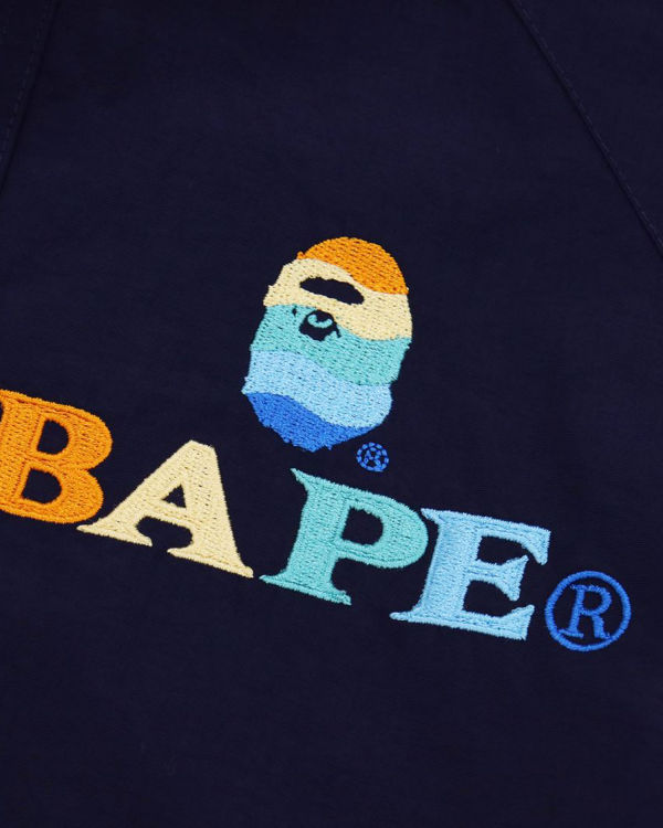 Chaquetas Bape Logo Embroidery Overs Mujer Azul Marino Azules | 875043-ZDE