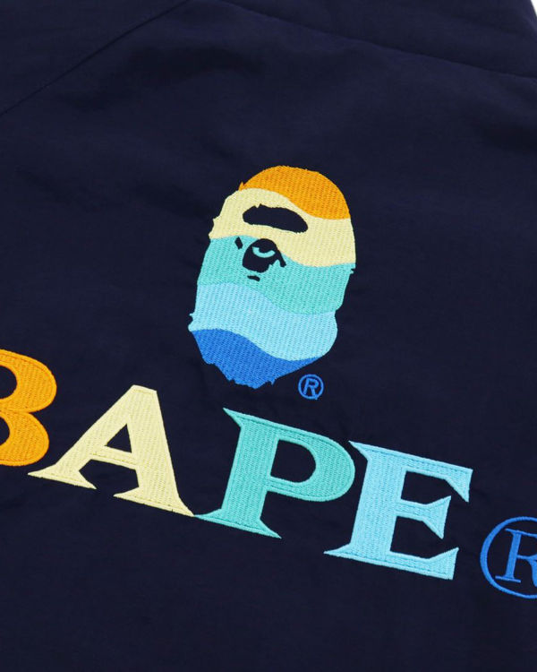 Chaquetas Bape Logo Embroidery Overs Mujer Azul Marino Azules | 875043-ZDE