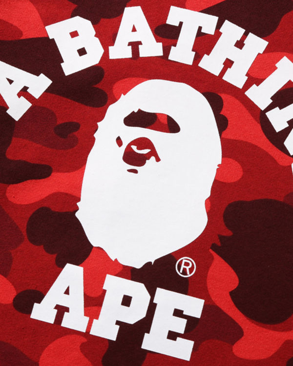 Sudaderas Bape Color Camo College Crewneck Niños Rojos Claro | 218495-TAI